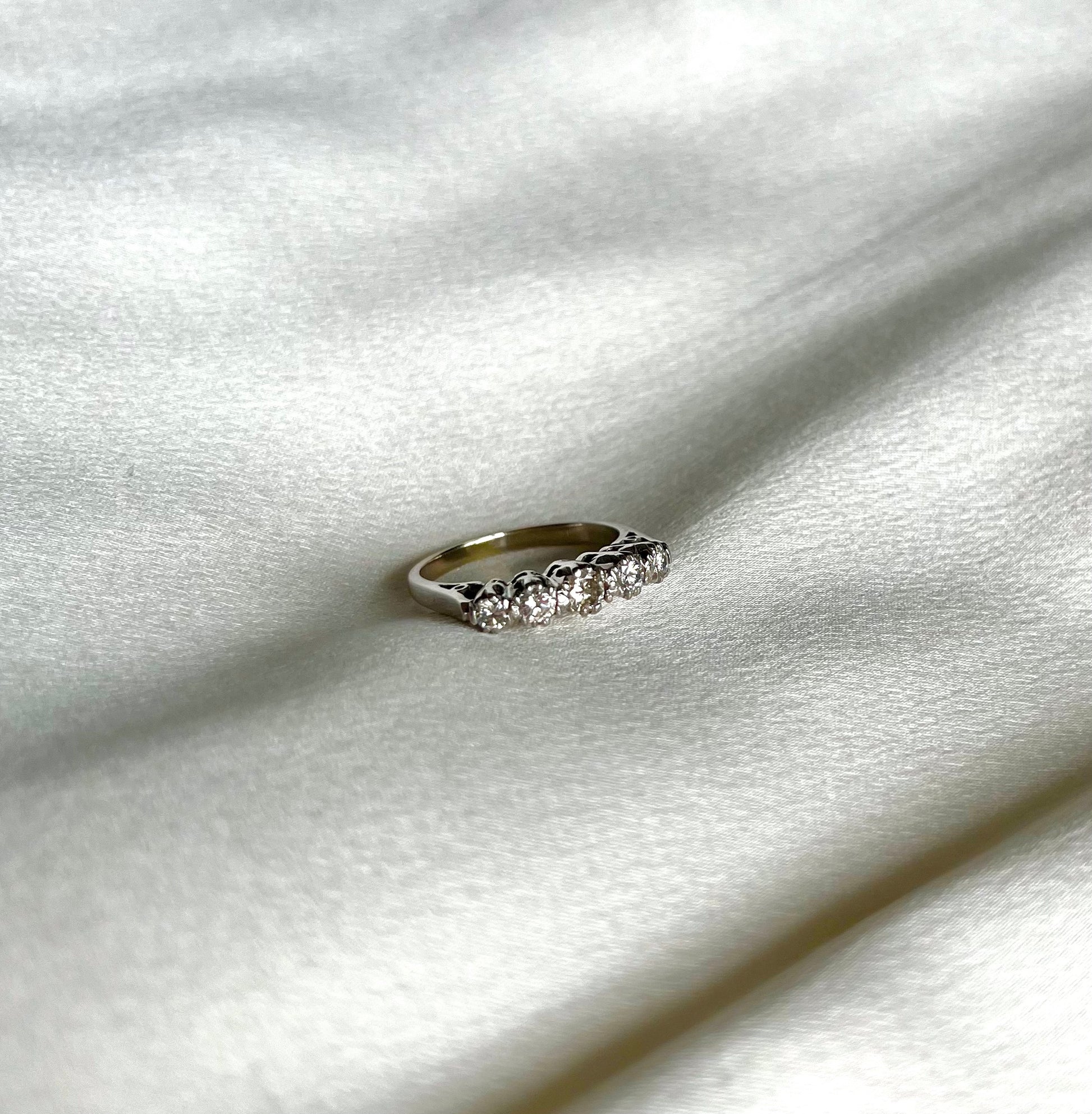 Vintage 18ct White Gold Diamond 5 Stone Ring 0.5ct weight, Size L UK Eternity or Engagement Ring Independently Assessed