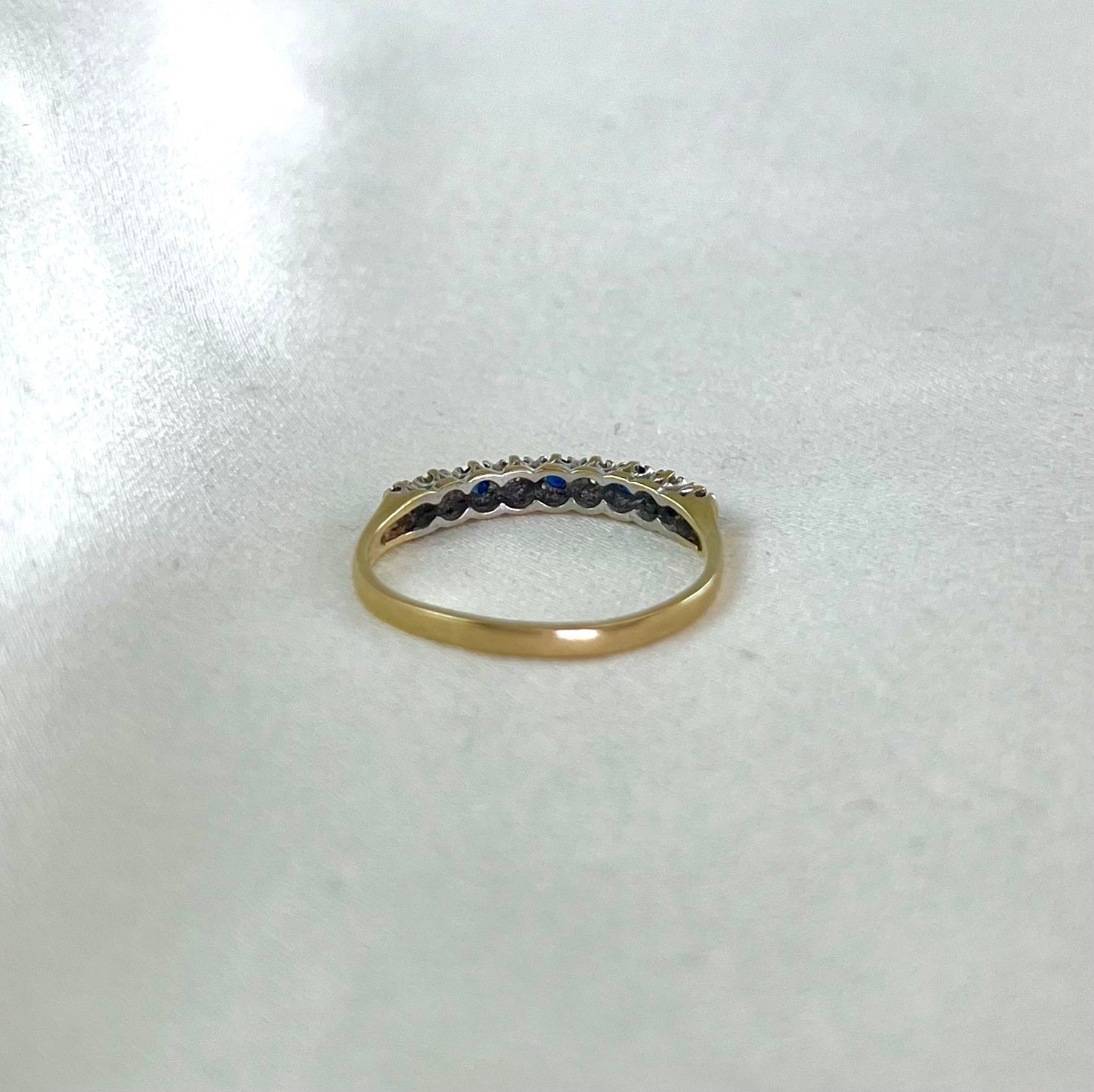 Vintage 9ct Gold Sapphire and Diamond Half Eternity Ring, Size P UK